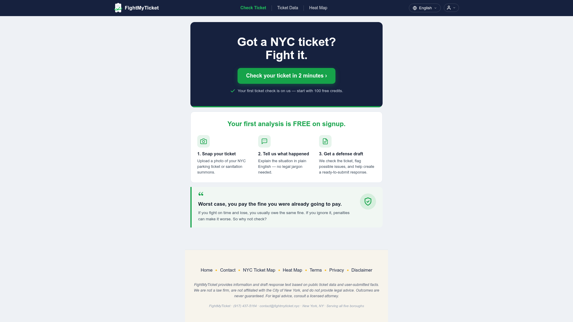 FightMyTicket | NYC AI Ticket Fighting Tool